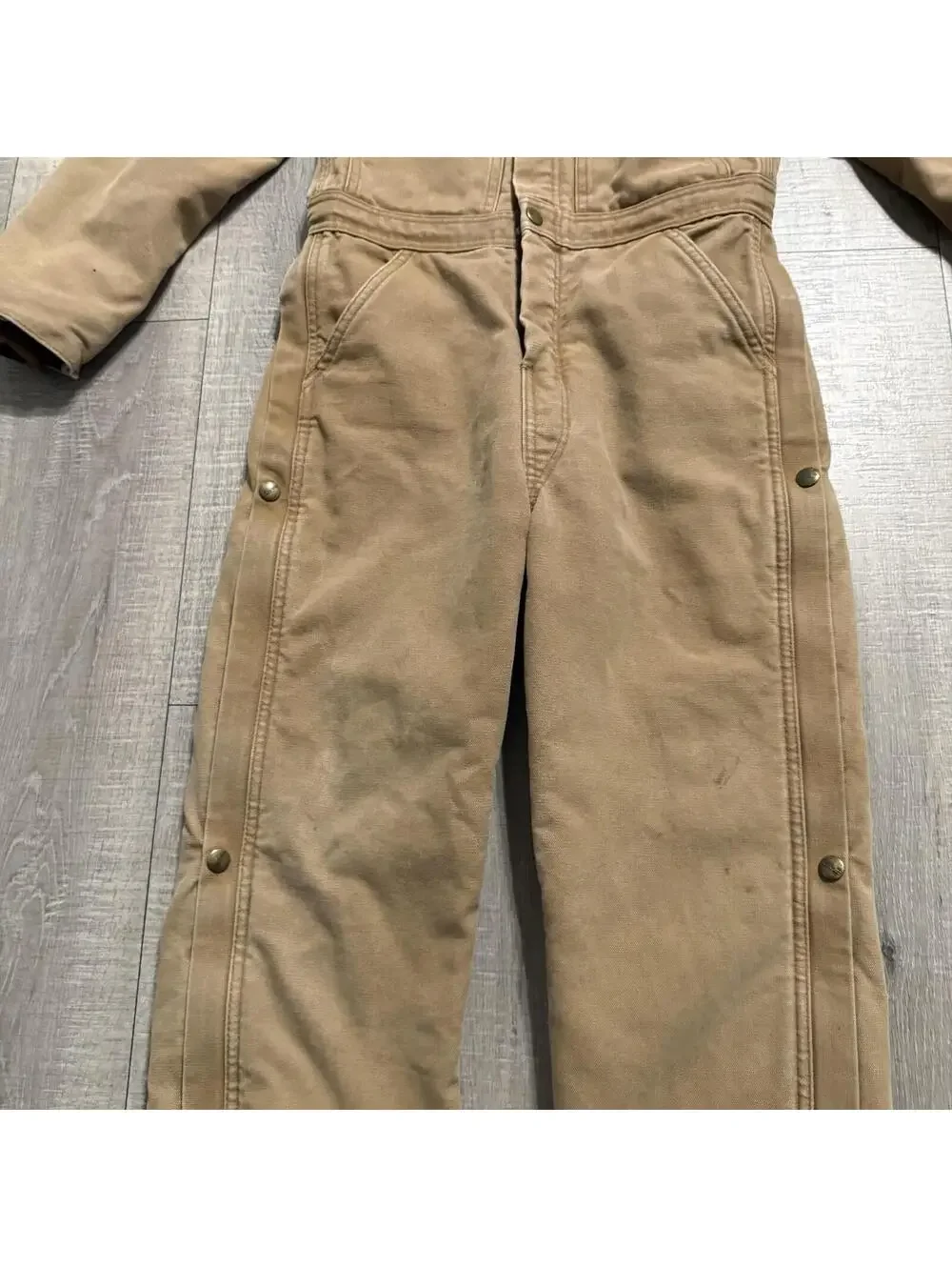 Vintage Carhartt Youth Brown Full Body Suit Distressed Union Red Quilted Medium